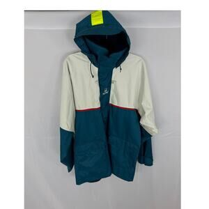 Vintage Pro Rainer Rain Jacket, Color Block Hooded Windbreaker, Men's Size M